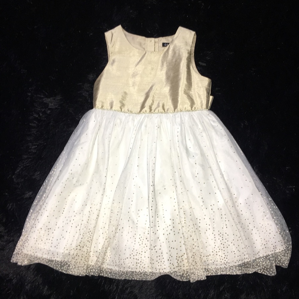 Girls Size 7 George Dress Gold and White